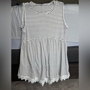 Elegant Maternity Black and White Striped Tank Top